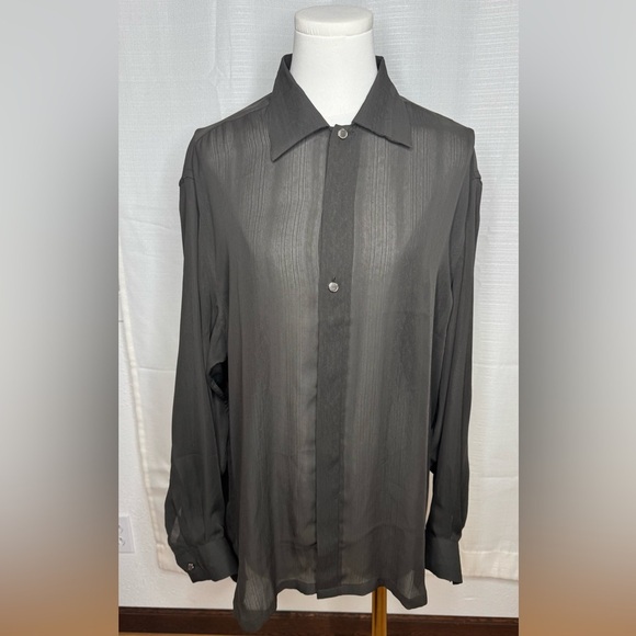 Vintage Xposed Sheer Textured Stripe Blouse - Picture 2 of 9